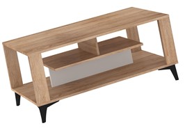 meble MIGES 06 nowoczesna ława stolik kawowy z półką dąb sonoma biały połys