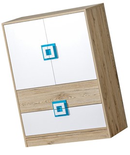 meble NICO 09 komoda z szufladami drzwiami młodzieżowa dąb jasny turkus