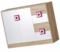 meble NICO 08 duża komoda z szufladami drzwiami młodzieżowa dąb biały róż