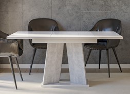 MUFO nowoczesny stół rozkładany do salonu 120/160x90 biały połysk / beton