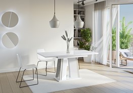 DOHA nowoczesny stół rozkładany do salonu jadalni 120x80 biały połysk beton