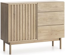 meble SAORI K1D3S komoda z szufladami drzwiami lamelami do salonu cremona