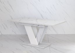 DUBAI nowoczesny stół rozkładany do salonu jadalni 120x80 biały marmur bia.