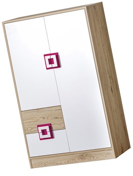 meble NICO 07 wysoka komoda z szufladami drzwiami młodzieżowa dąb biały róż