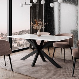 WERO nowoczesny loftowy stół do salonu jadalni 160x90 biały marmur czarny