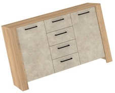 meble DELIS 03 duża komoda z szufladami drzwiami do salonu dąb cremona gr m