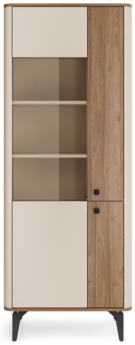 meble AURENA 02 nowoczesna wysoka witryna na nóżkach orzech cashmere