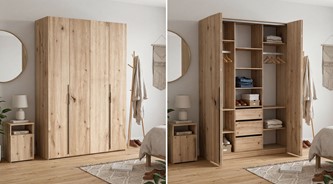 BARI 170 wysoka duża szafa z szufladami do przedpokoju sypialni dąb artisan