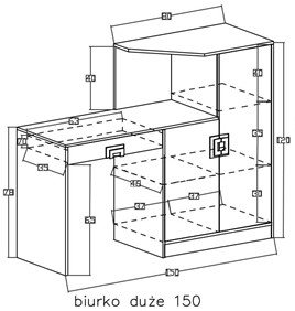 meble NICO _11 biurko - komoda dąb jasny / biały