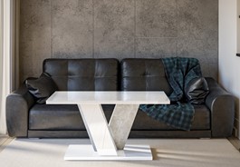 VINEY MINI nowoczesny stolik kawowy ława 110x70 do salonu biały poł. beton