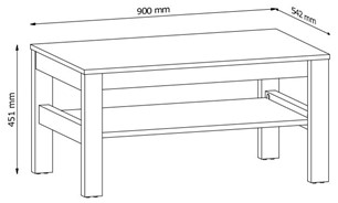 meble INDYGO ST ława stolik kawowy z półką do salonu dąb wotan zieleń