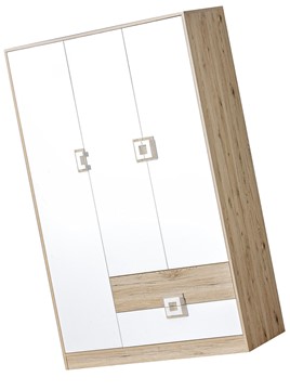 meble NICO 03 duża szafa trzydrzwiowa z szufladami młodzieżowa dąb biały dą