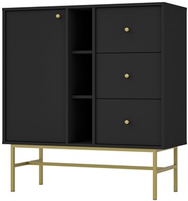 meble TOKYO 824 komoda z szufladami do salonu na nóżkach czarny grafit N3