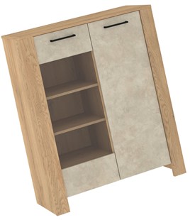 meble DELIS 14 niska witryna do salonu dąb cremona granada migdał