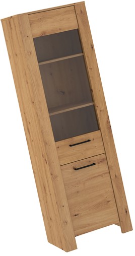 meble DELIS 15 wysoka wąska witryna do salonu dąb artisan