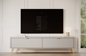 meble LENTA E komoda szafka stolik RTV 200 do salonu na nóżkach beż złoty