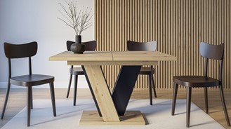 VINEY nowoczesny stół rozkładany do salonu jadalni 120x90 artisan czarny