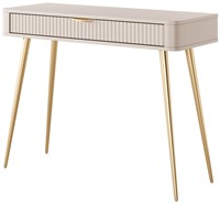 meble LENTA J konsola toaletka z szufladą na nóżkach do sypialni beż złoty