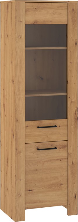 meble DELIS 15 wysoka wąska witryna do salonu dąb artisan
