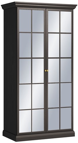 meble LUCCA S2DL szafa z lustrem do sypialni przedpokoju czarny grafit