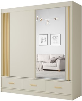 CA35-20 szafa przesuwna z szufladami lustrem lamelami cashmere kaszmir uzS