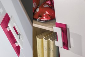 meble NICO 10 biurko gamingowe komputerowe młodzieżowe dąb jasny biały róż