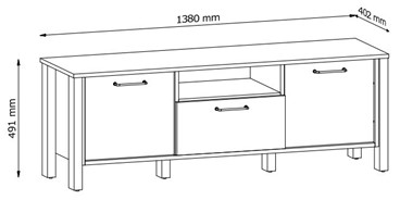 meble INDYGO RTV1S komoda stolik szafka RTV z szufladą dąb wotan beż