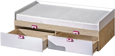 meble NICO 14 łóżko dziecięce młodzieżowe 90x200 bez mat. dąb biały róż