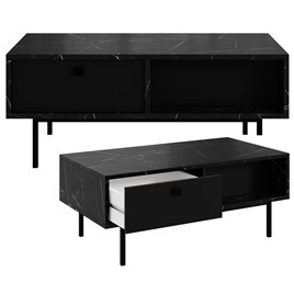 FLOW ława nowoczesny stolik kawowy z szufladą do salonu marmur royal czarny