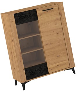 meble MIGES 14 niska witryna do salonu na nóżkach dąb artisan beton czarny