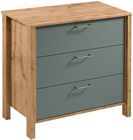 meble INDYGO K3S komoda z szufladami do salonu sypialni dąb wotan zieleń