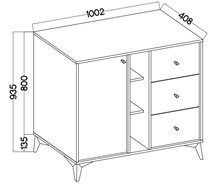 meble TOKYO 824 komoda z szufladami do salonu na nóżkach czarny grafit N1