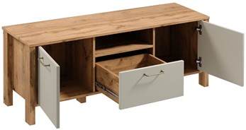 meble INDYGO RTV1S komoda stolik szafka RTV z szufladą dąb wotan beż