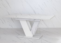 DUBAI nowoczesny stół rozkładany do salonu jadalni 120x80 biały marmur bia.