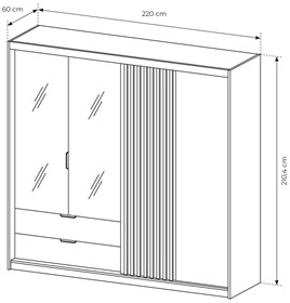 Meble SALY A duża szafa z lamelami szufladami lustrem do sypialni artisan