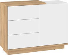 meble BRITA 04 komoda z szufladami drzwiami do salonu dąb cremona biały poł