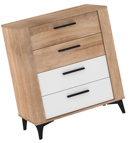 meble MIGES 05 komoda z szufladami do salonu sypialni dąb sonoma biały poły