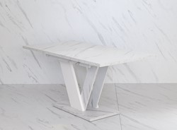 DUBAI nowoczesny stół rozkładany do salonu jadalni 120x80 biały marmur bia.