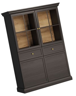 meble LUCCA W4D2S niska witryna do salonu z szufladami czarny gra dąb craft