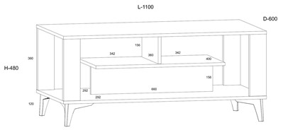 meble MIGES 06 nowoczesna ława stolik kawowy z półką dąb cremona granada mi