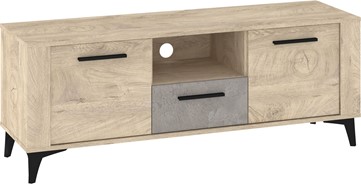 meble MIGES 10 komoda stolik szafka RTV na nóżkach dąb endgrain beton szary