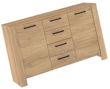 meble DELIS 03 duża komoda z szufladami drzwiami do salonu dąb cremona