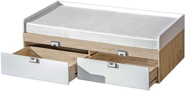 meble NICO 14 łóżko dziecięce młodzieżowe 90x200 bez mat. dąb biały popiel