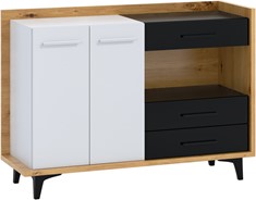 meble DOX 02 duża szafka komoda z szufladami do salonu artisan biały czarny