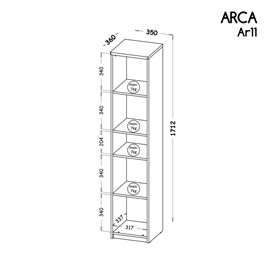meble ARCA 11 wąski regał na książki zabawki z półkami 35