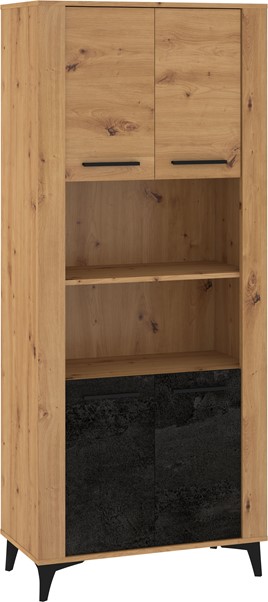 meble MIGES 09 wysoki regał z półkami drzwiami na nóżkach artisan beton cza