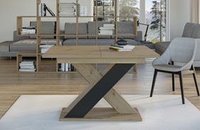 XAO nowoczesny stół rozkładany do salonu 120/160x90 dąb artisan / czarny