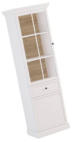 meble LUCCA W2D1S klasyczna witryna do salonu z szufladą biały op dąb craft