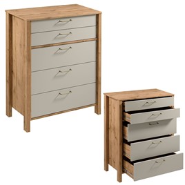 meble INDYGO K5S komoda z szufladami do salonu sypialni dąb wotan beż