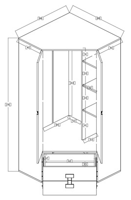 meble INDEX 02 szafa narożna z szufladami młodzieżowa pokojowa dąb artisan